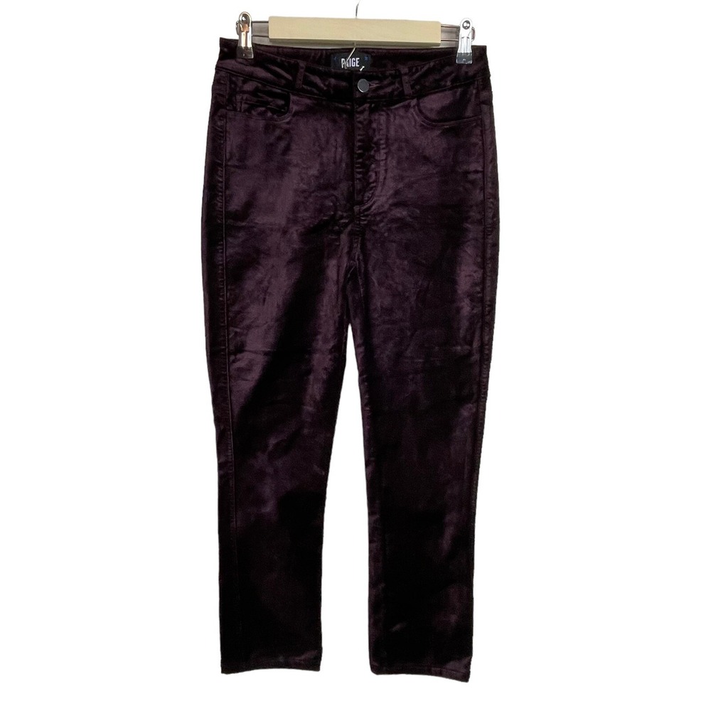PAIGE Velvet Hoxton Ankle Pants Size 27 Black Cherry Purple Vamp‎ Dark Goth